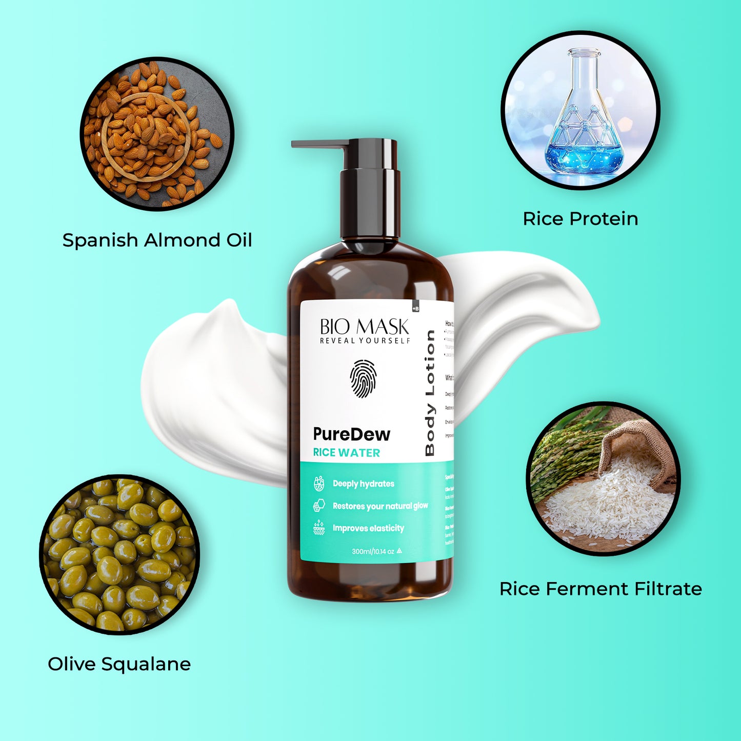 PureDew Rice Water Body Lotion | Rice ferment Filtrate + Rice Protein | 300 ml
