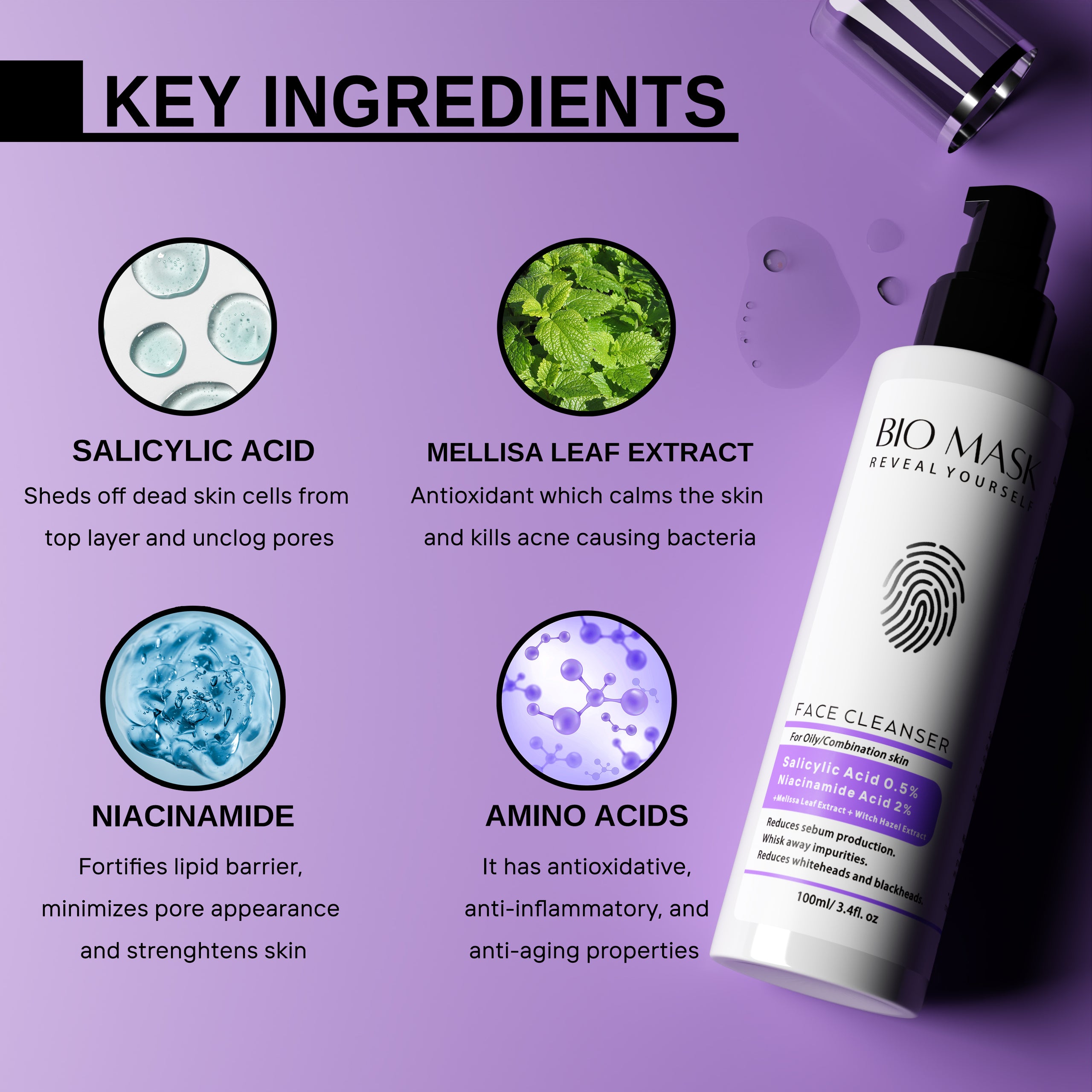 Face Cleanser Formulated With 0.5% Salicylic Acid+ 2% Niacinamide | 100ml