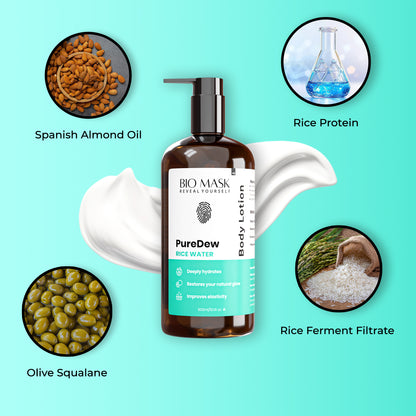 PureDew Rice Water Body Lotion | Rice ferment Filtrate + Rice Protein | 300 ml