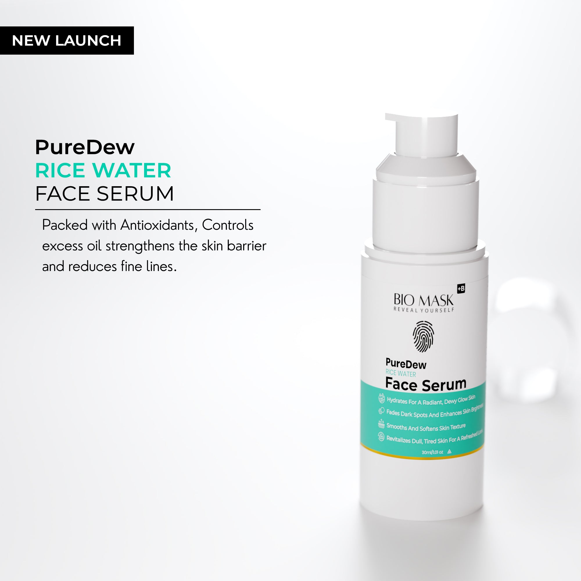 Pure Dew Rice Water Face Serum | Rice protein + Rice ferment filtrate | 30ml