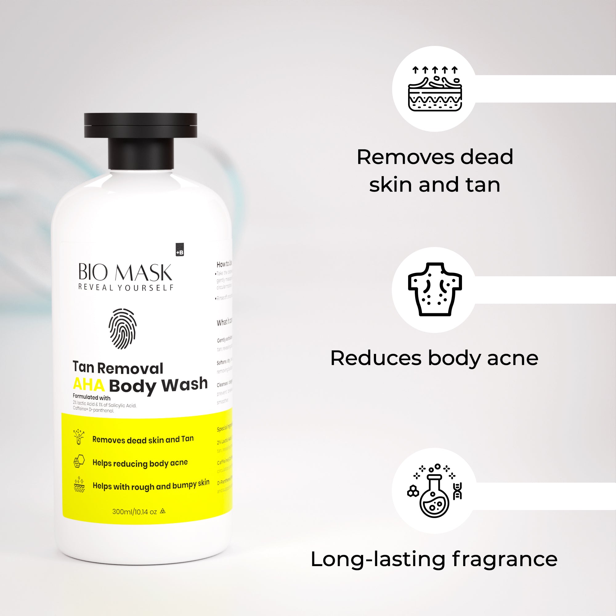 Tan Removal AHA Body Wash | 2% lactic acid+1% salicylic acid | 300ml
