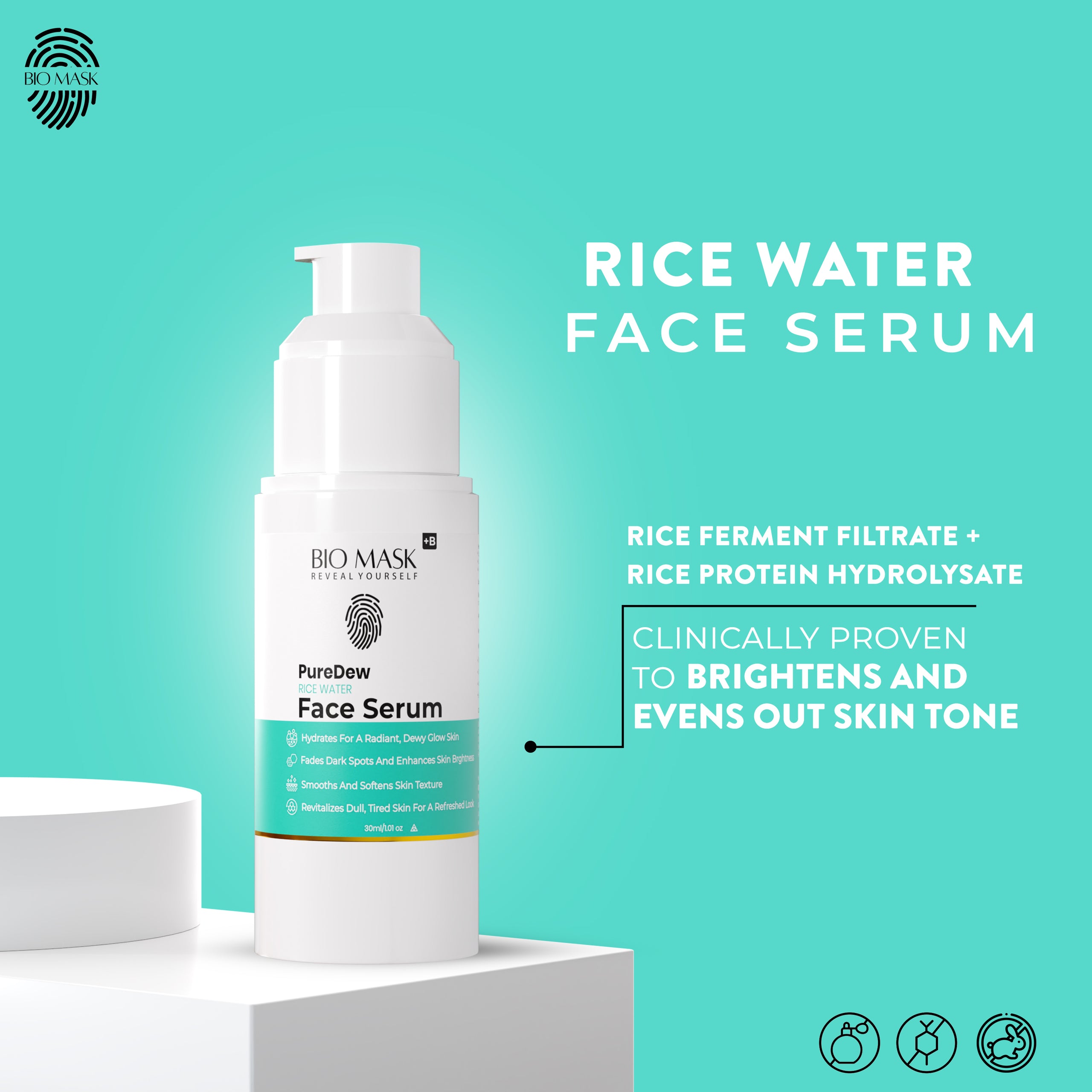 Pure Dew Rice Water Face Serum | Rice protein + Rice ferment filtrate | 30ml